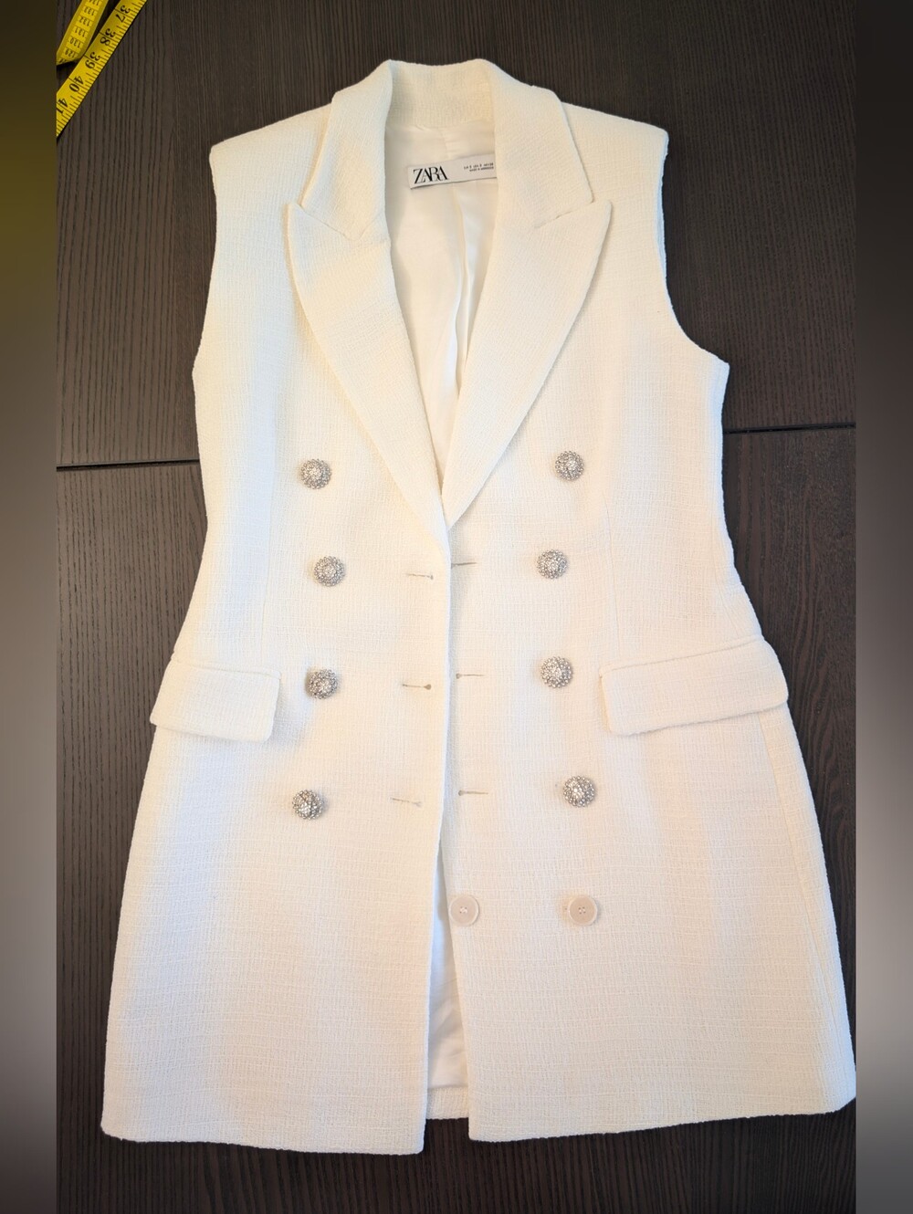 ZARA Tweed Double-Breasted Sleeveless Blazer Dress